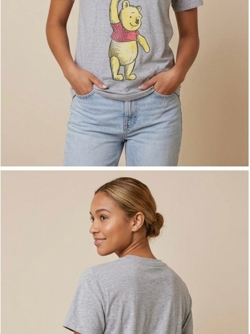 Disney Winnie the Pooh Balloon Graphic Tee Women’s Small Gray Shirt